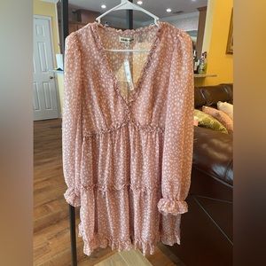 Charmed hearts mesh pink polka dot ruffled dress